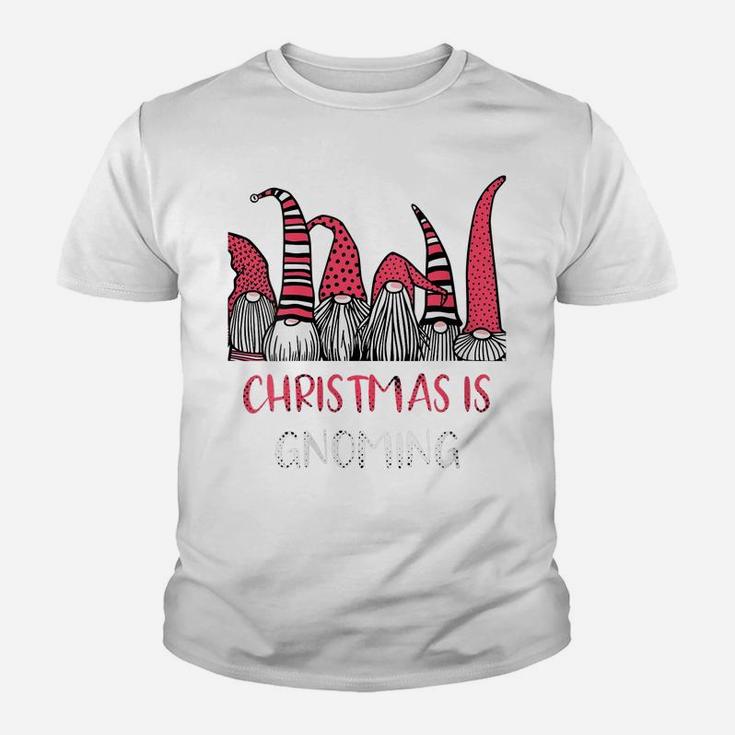 Womens Christmas Is Gnoming God Jul Gnome Tomte Xmas Santa Holiday Youth T-shirt