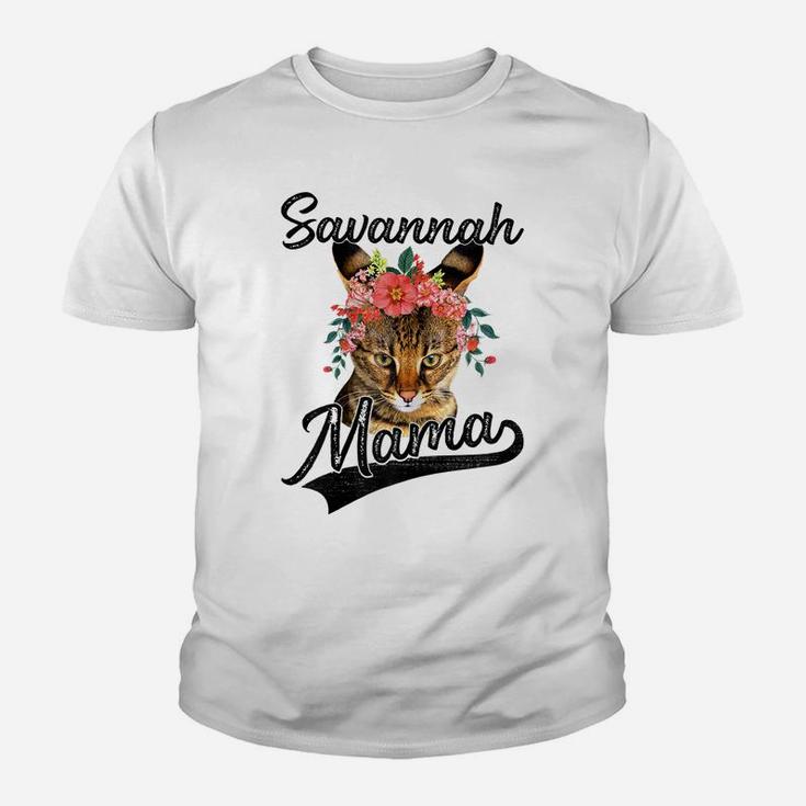 Womens Cute Savannah Mama Flower Graphic Cat Lover Gifts Youth T-shirt