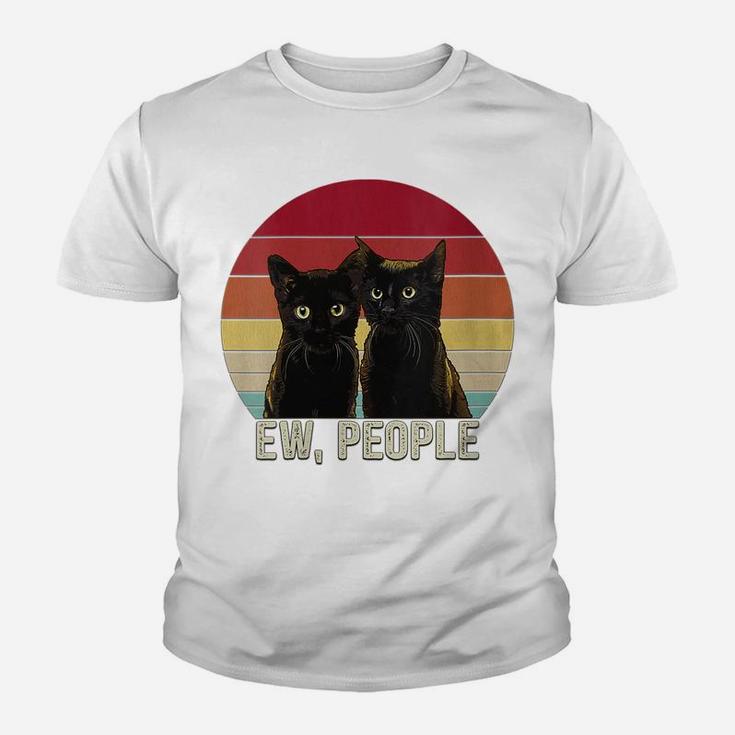 Womens Ew People Funny Black Cats Vintage Kitten Lover Retro Womens Youth T-shirt