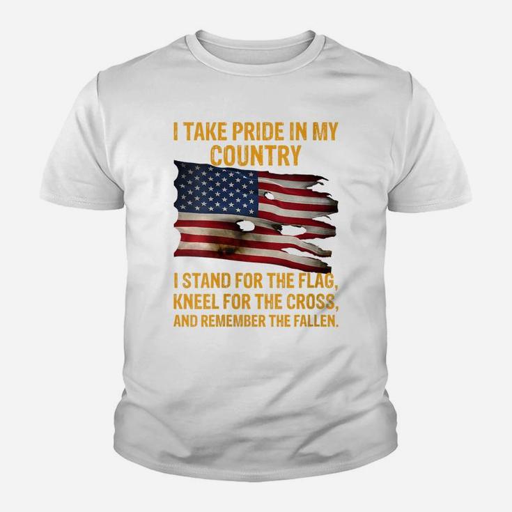 Womens I Take Pride In My Country I Stand For The Flag Kneel Youth T-shirt