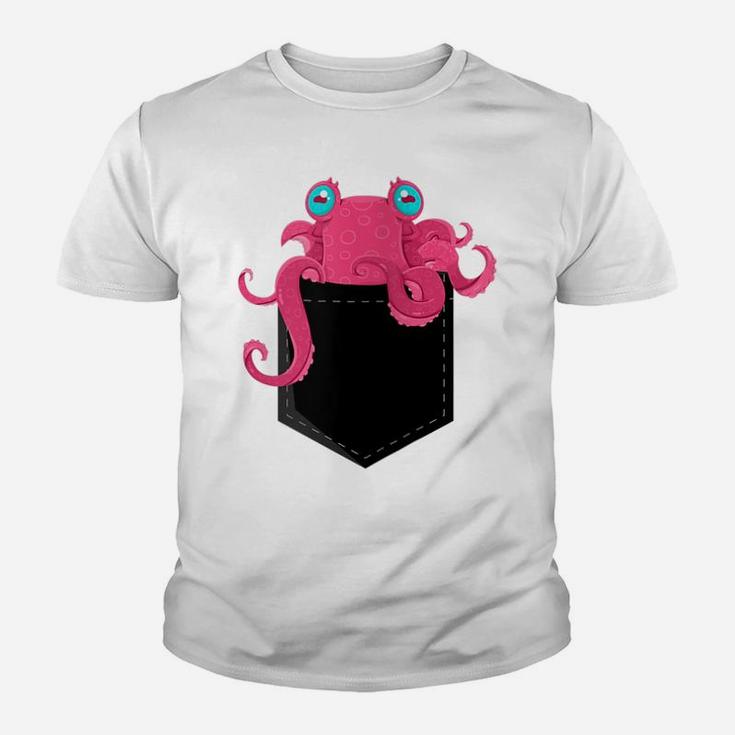 Womens Little Cthulhu Kraken Octopus In A Pocket Youth T-shirt