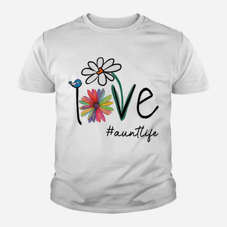 Womens Love Auntlife Life Daisy Flower Cute Funny Mother's Day Youth T-shirt