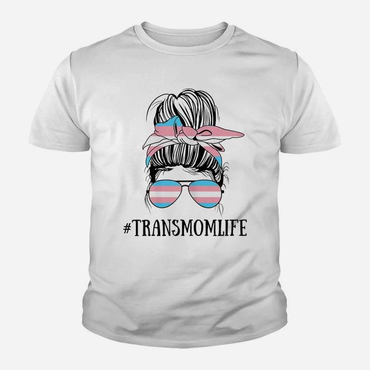 Womens Messy Bun Life Of A Proud Transgender Mom Lgbt Trans Mama Youth T-shirt