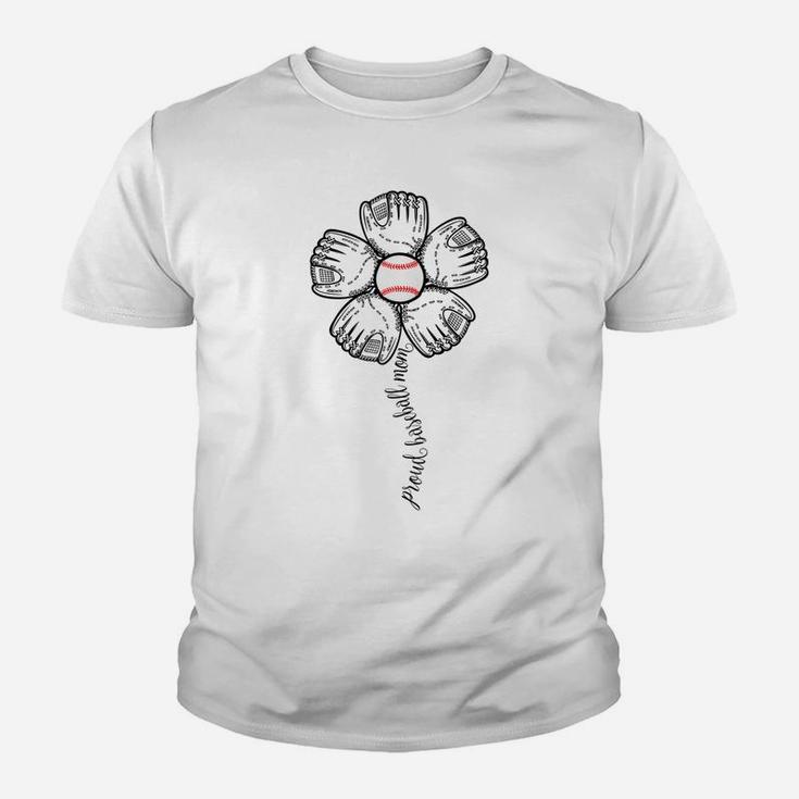 Womens Mother's Day Shirt Proud Baseball Mom Flower For Women Gift Youth T-shirt