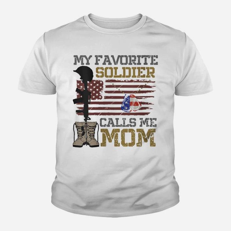 Womens My Favorite Soldier Calls Me Mom Proud Army Mom Youth T-shirt