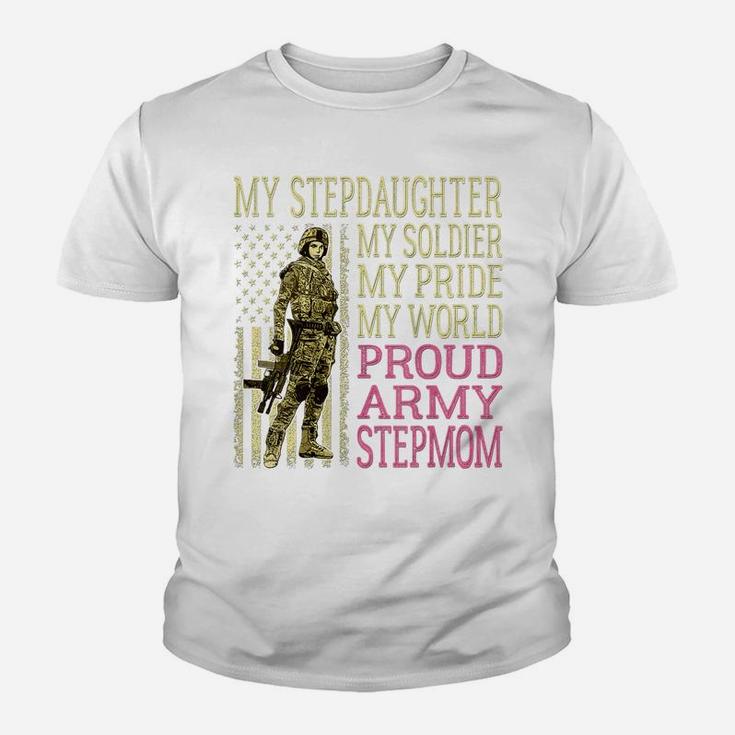 Womens My Stepdaughter My Soldier Hero Proud Army Stepmom Mom Gift Youth T-shirt