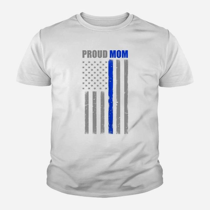Womens Police Mom Proud Thin Blue Line Flag Police Youth T-shirt