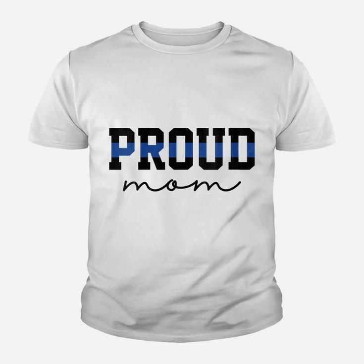 Womens Proud Mom Blue Line Police Officer Mom Gift Youth T-shirt
