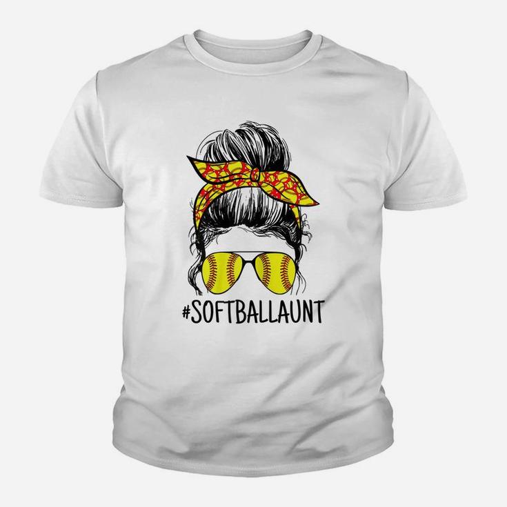 Womens Womens Softball, Sport Aunt, Proud Aunt, Softball Glasses Youth T-shirt