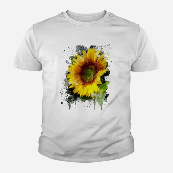 Yellow Watercolor Sunflower Summer Flower Youth T-shirt