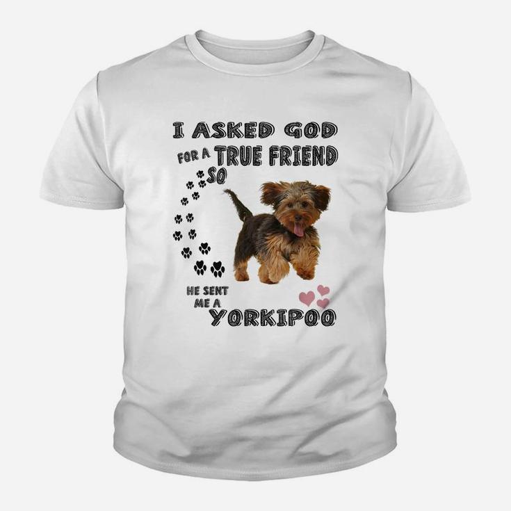 Yorkipoo Dog Quote Mom Yorkiepoo Dad Art, Cute Yorkie Poodle Youth T-shirt