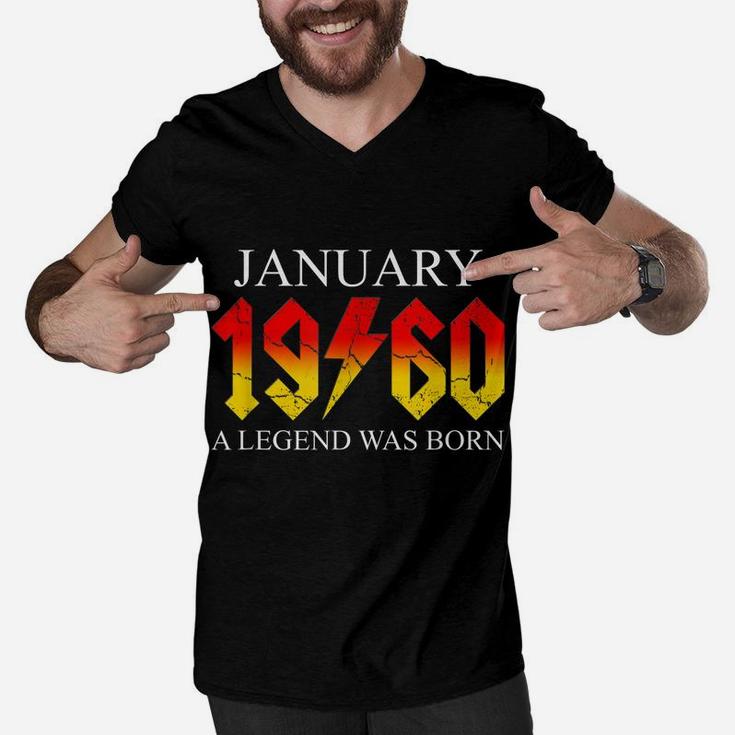 60Th Birthday January 1960 Sixty Year Old Men Gift For Dad Men V-Neck Tshirt