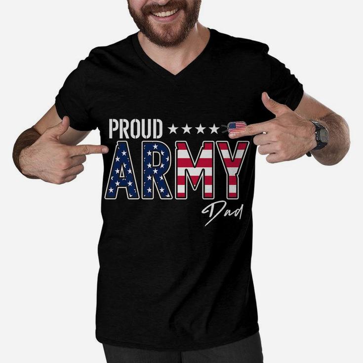 American Flag Proud Army Dad Men V-Neck Tshirt