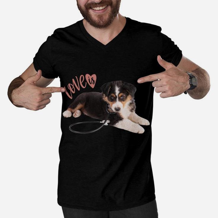 Australian Shepherd Shirt Aussie Mom Dad Love Dog Pet Tee Sweatshirt Men V-Neck Tshirt
