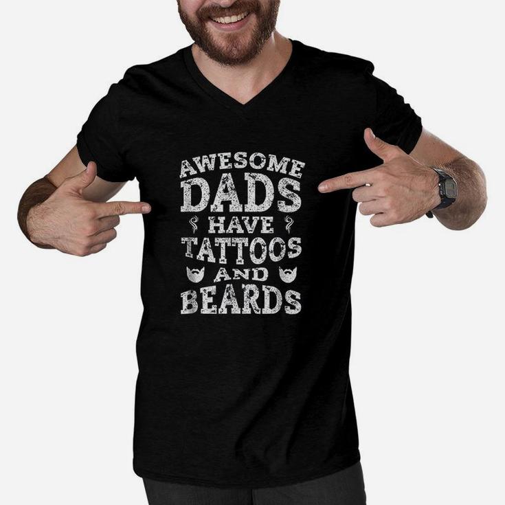 Awesome Dads Have Tattoos And Beards Men V-Neck Tshirt