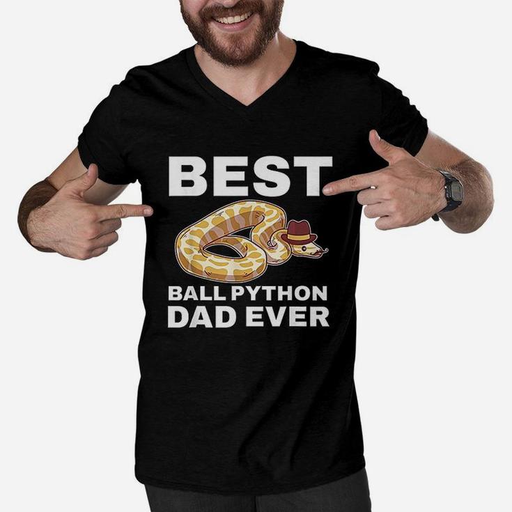 Ball Python Dad Beard Mustache Pet Snake Men V-Neck Tshirt