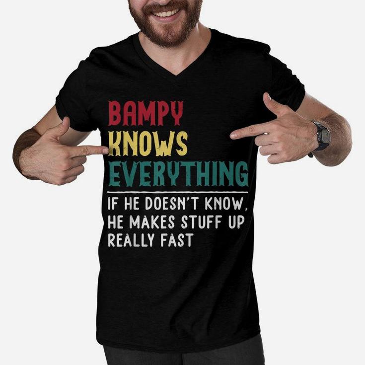 Bampy Know Everything Fathers Day For Funny Grandpa Bampy Men V-Neck Tshirt