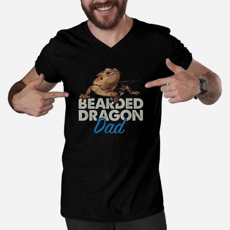 Bearded Dragon Dad Pet Reptile Lizard Owner Men V-Neck Tshirt