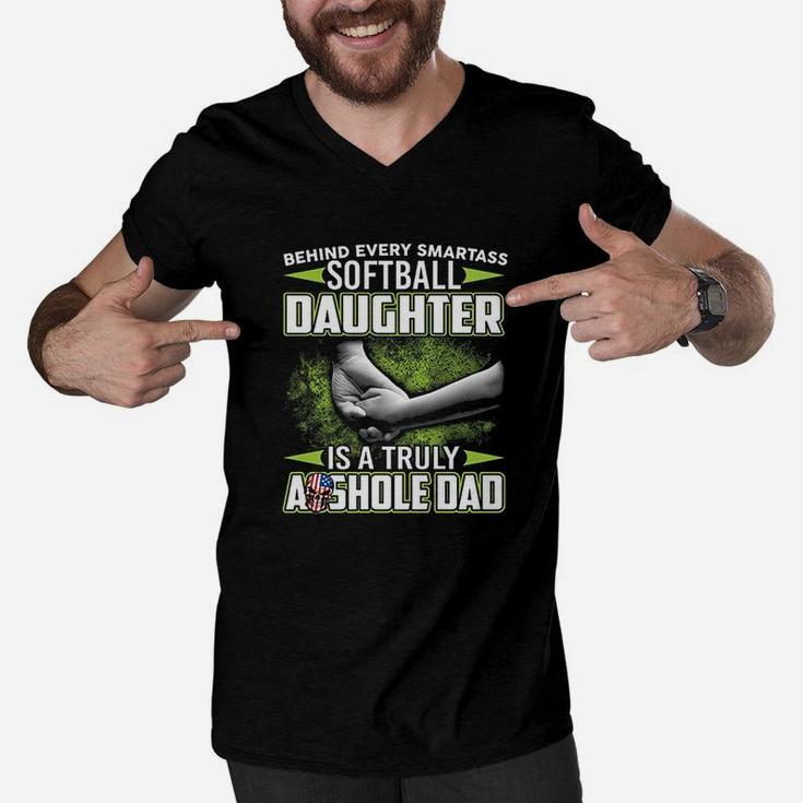 Behind Softball Daughter Is An Dad Men V-Neck Tshirt