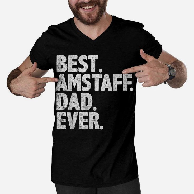 Best Amstaff Dad Ever Funny Dog Owner Daddy Cool Father Gift Men V-Neck Tshirt
