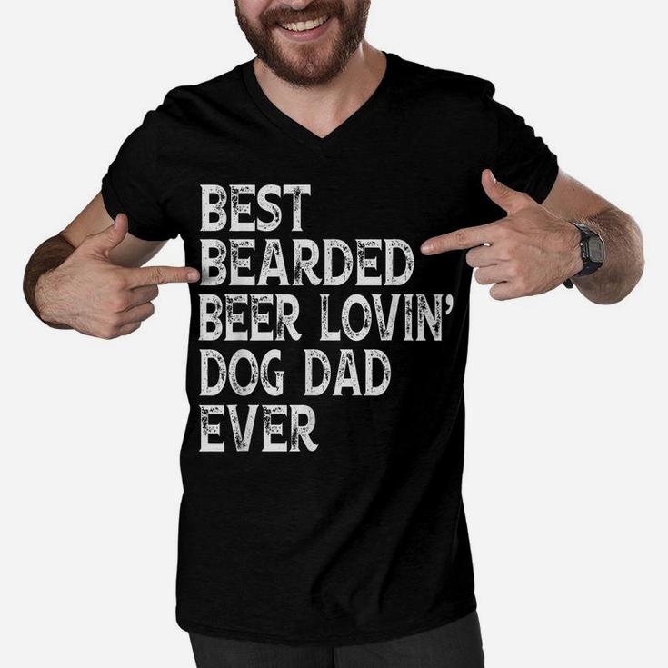 Best Bearded Beer Lovin Dog Dad  Pet Lover Owner Men V-Neck Tshirt