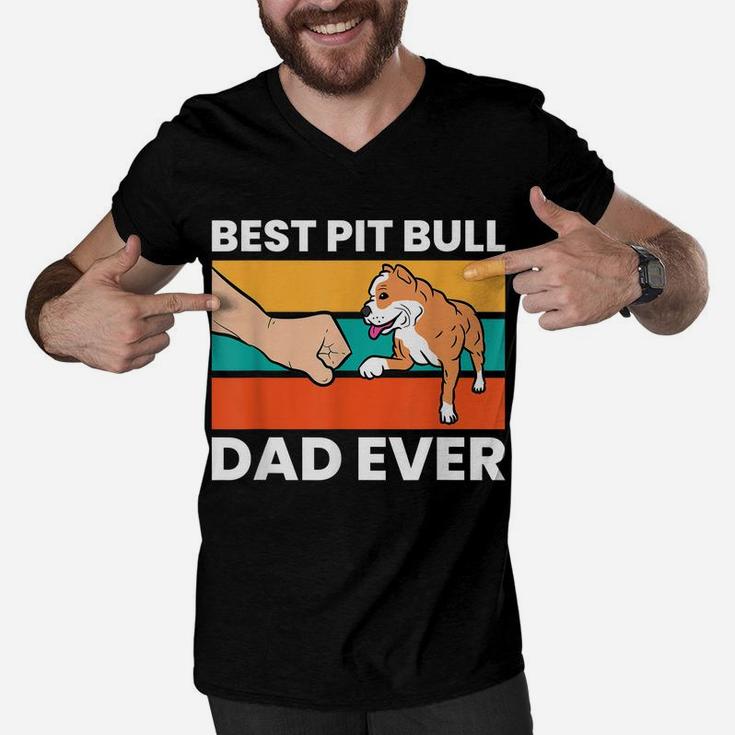 Best Pit Bull Dad Ever Funny Pitbull Dog Owner Men V-Neck Tshirt