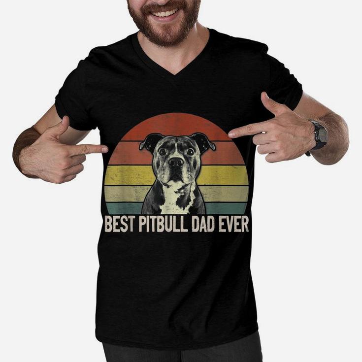 Best Pitbull Dad Ever Vintage Funny Dog Owner Men V-Neck Tshirt