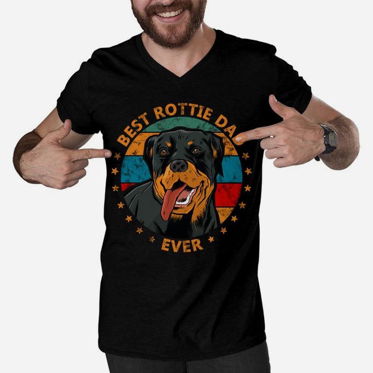 Best Rottie Rottweiler Dad Ever Cute Dog Lover Vintage Men V-Neck Tshirt