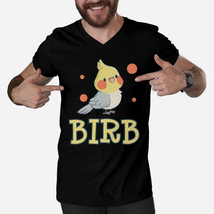 Birb Funny Yellow Cockatiel Bird Owner Mom Dad Meme Gift Men V-Neck Tshirt