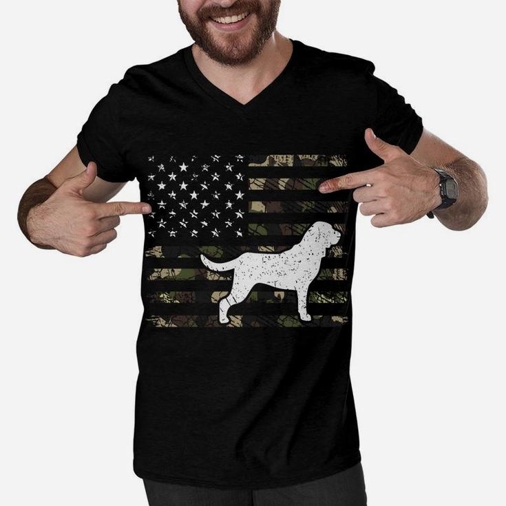 Bloodhound Dog Dad Mom Camouflage Usa Flag Men V-Neck Tshirt