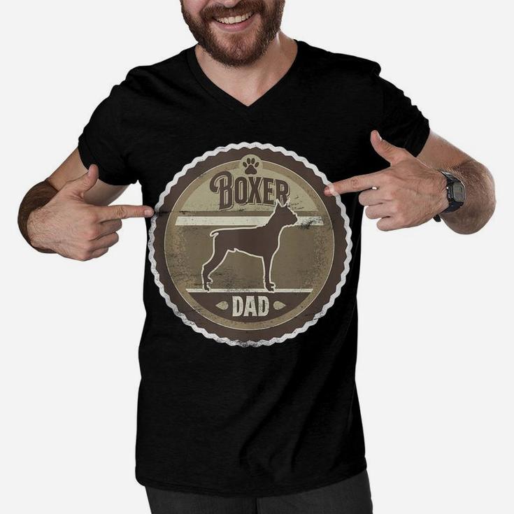 Boxer Dad - Boxer Dog Silhouette Men V-Neck Tshirt