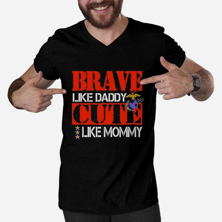 Brave Like Daddy Cute Like Mommy Men V-Neck Tshirt