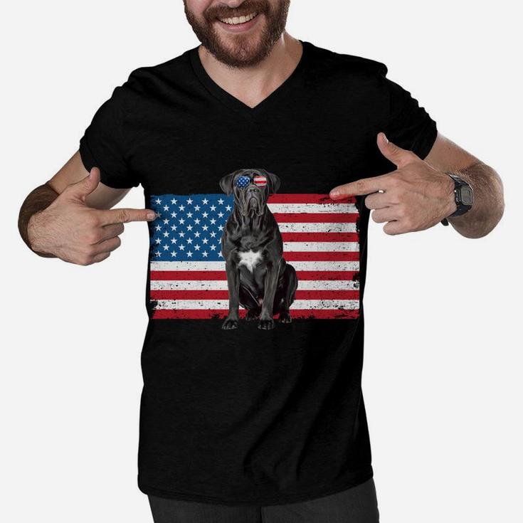 Cane Corso Dad Usa American Flag Cane Corso Dog Lover Owner Men V-Neck Tshirt