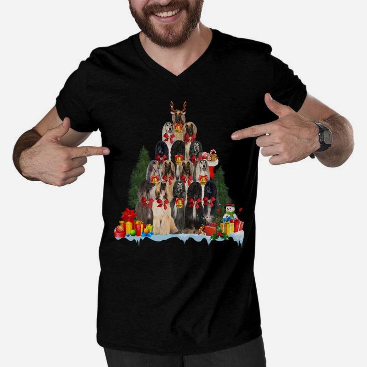 Christmas Pajama Afghan Hound Xmas Tree Gifts Dog Dad Mom Sweatshirt Men V-Neck Tshirt