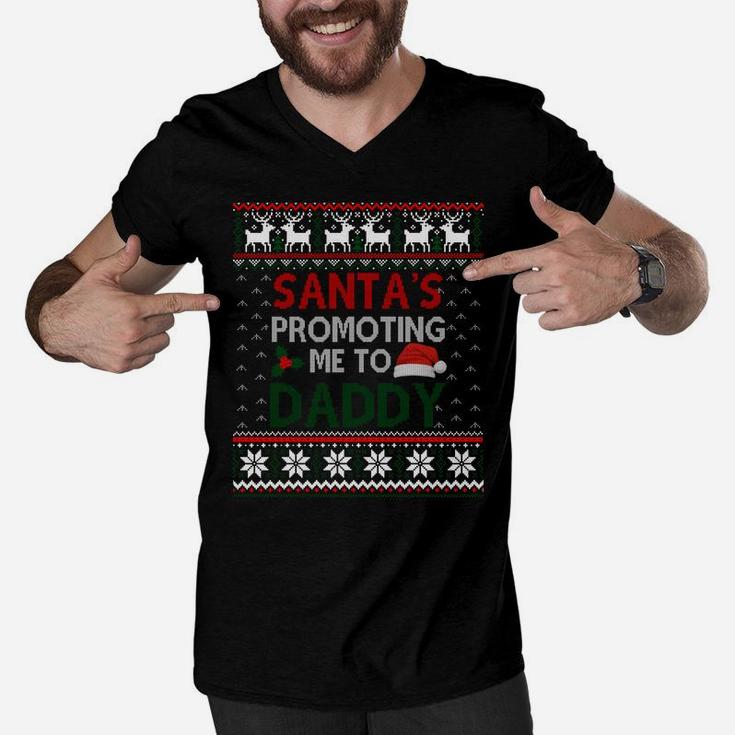 Christmas Pregnancy Announcement New Dad Gifts Ugly Sweater Sweatshirt Men V-Neck Tshirt