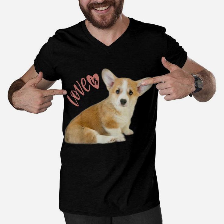 Corgi Shirt Love Is Dog Mom Dad Tee Puppy Pet Women Men Kids Men V-Neck Tshirt