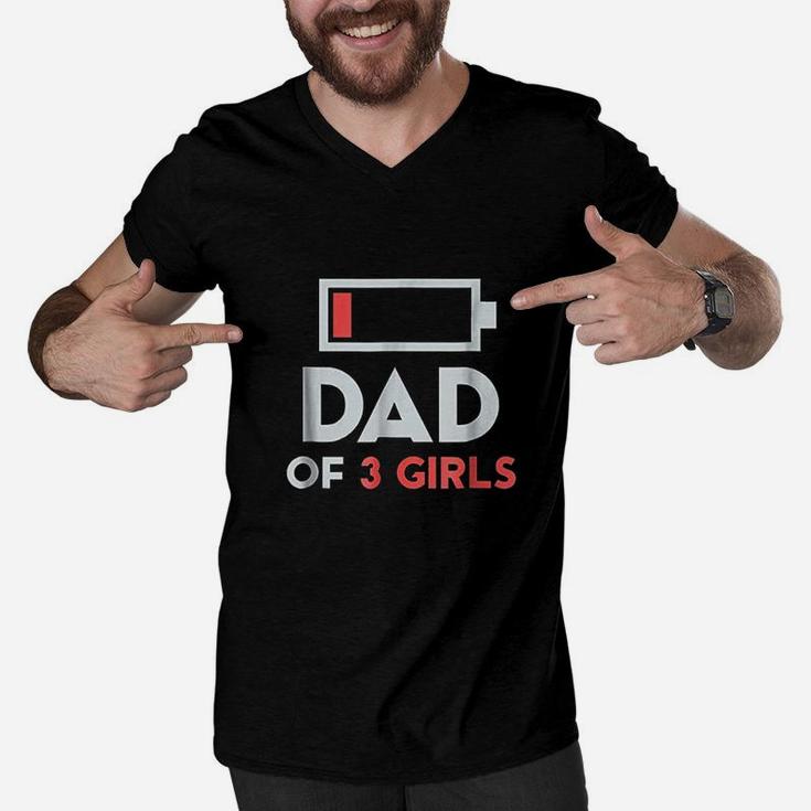 Dad Of 3 Girls Men Fathers Day Gift From Daughter Wife Men V-Neck Tshirt