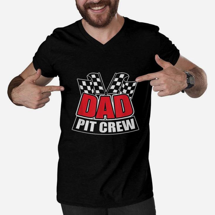Dad Pit Crew Gift Funny Hosting Car Race Birthday Party Men V-Neck Tshirt