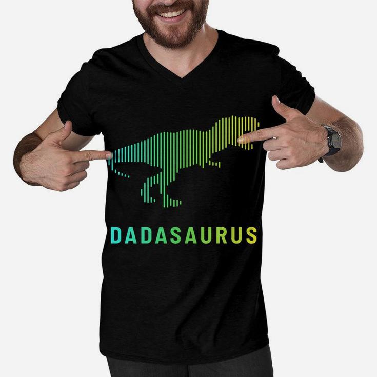 Dadasaurus Dinosaur Best Dad Daddy Saurus Rex Fathers Day Men V-Neck Tshirt