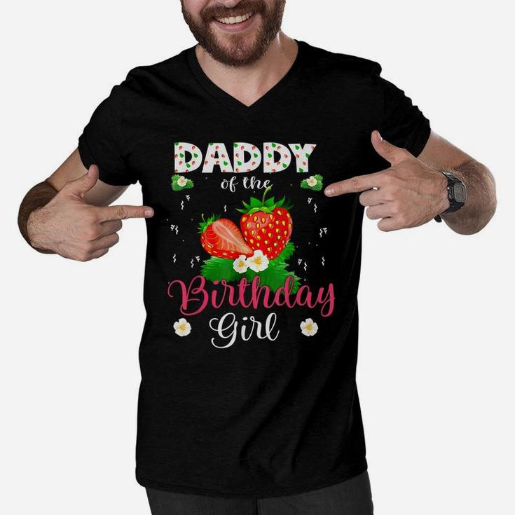 Daddy Of The Birthday Girls Strawberry Theme Sweet Party Men V-Neck Tshirt