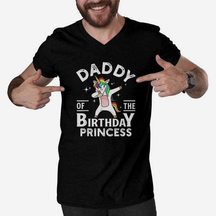 Daddy Of The Birthday Princess Unicorn Girl Men V-Neck Tshirt