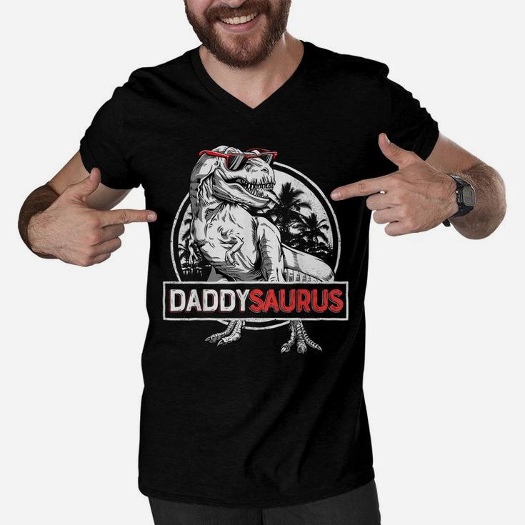 Daddysaurus T Shirt Fathers Day Gifts T Rex Daddy Saurus Men Men V-Neck Tshirt