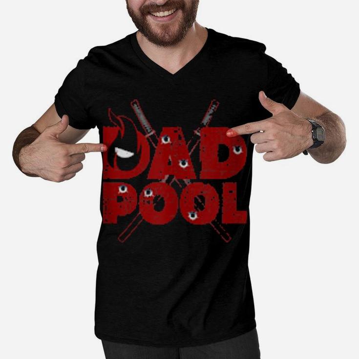 Distressed Dad Superhero Pool Parody Birthday Men V-Neck Tshirt