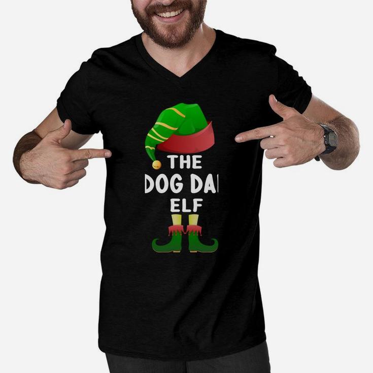 Dog Dad Elf Christmas Family Matching Pajamas Xmas Elf Group Men V-Neck Tshirt