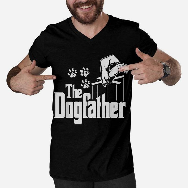 Dog-Father Dad Papa Puppy Paw Print Funny Animal Lover Gift Men V-Neck Tshirt