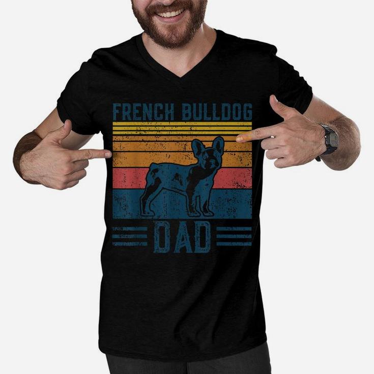 Dog | Frenchie Papa - Vintage French Bulldog Dad Men V-Neck Tshirt