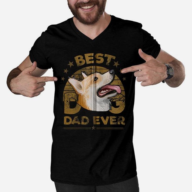 Dogs 365 Best Corgi Dog Dad Ever Gift For Men Zip Hoodie Men V-Neck Tshirt