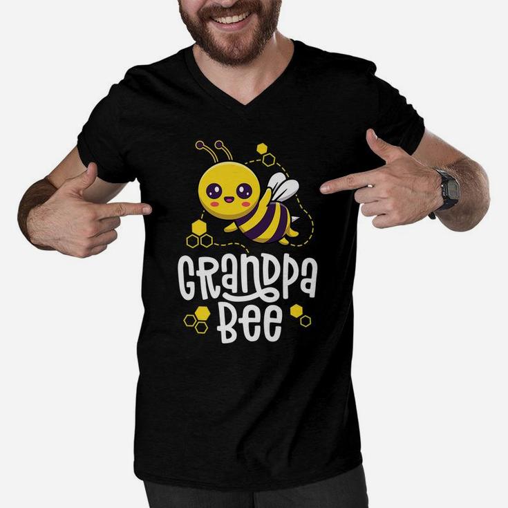 Family Bee Shirts Grandpa Birthday First Bee Day Outfit Men V-Neck Tshirt