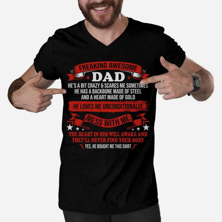 Fathers Day I Get My Attitude From My Freaking Awesome Dad Sweatshirt Men V-Neck Tshirt