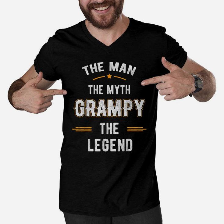 Fathers Day Shirt Grampy The Man Myth Legend Gifts Men V-Neck Tshirt